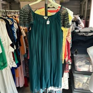 Hoss Green Short Silk Dress